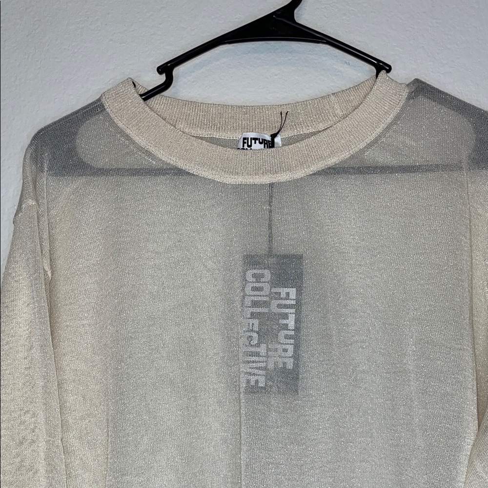 Future Collective Women's Cream Sheer Blouse (NEW)✨ - Picture 6 of 11